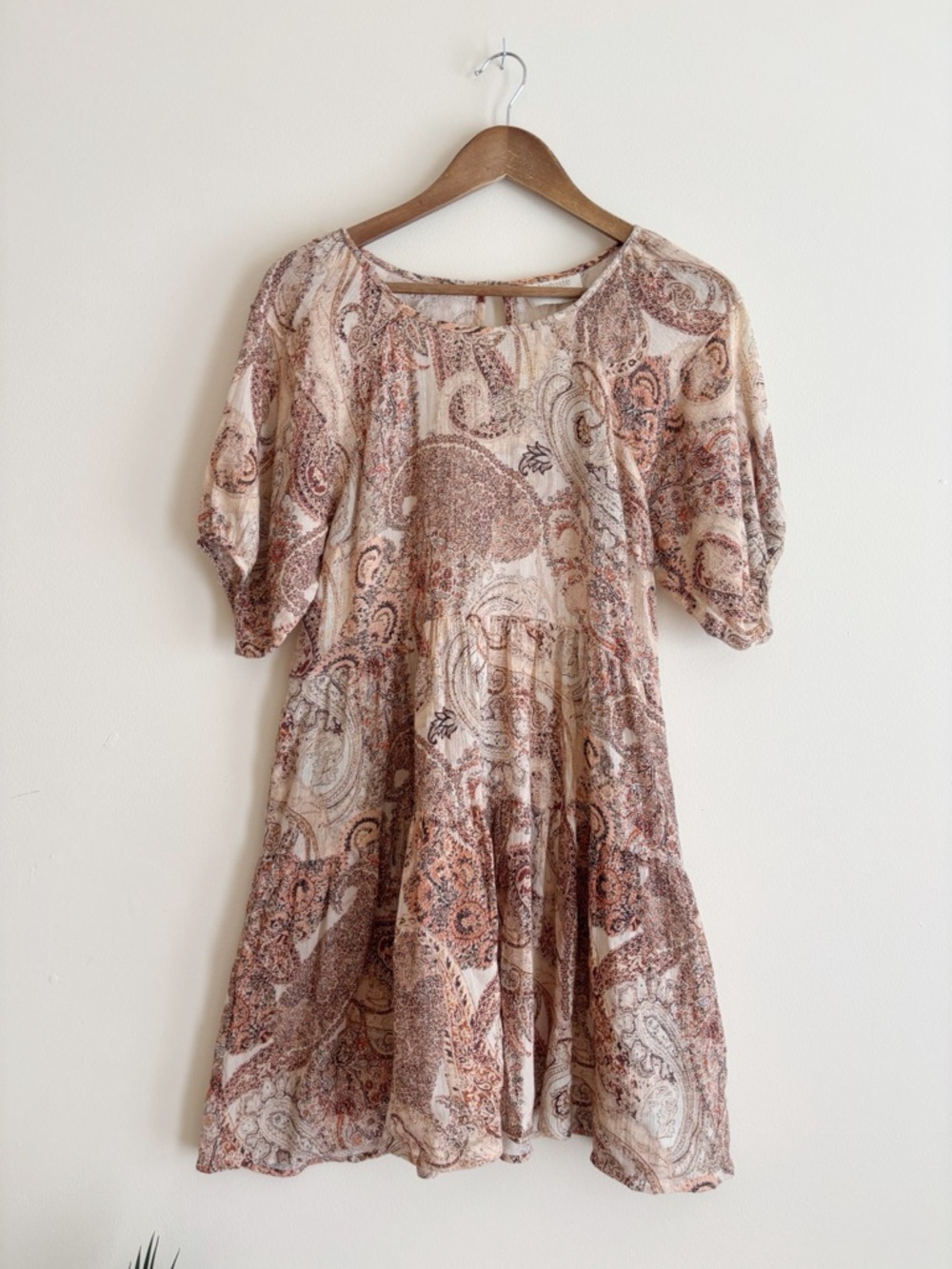 Auguste The Label Tan Paisley Mini Dress XS